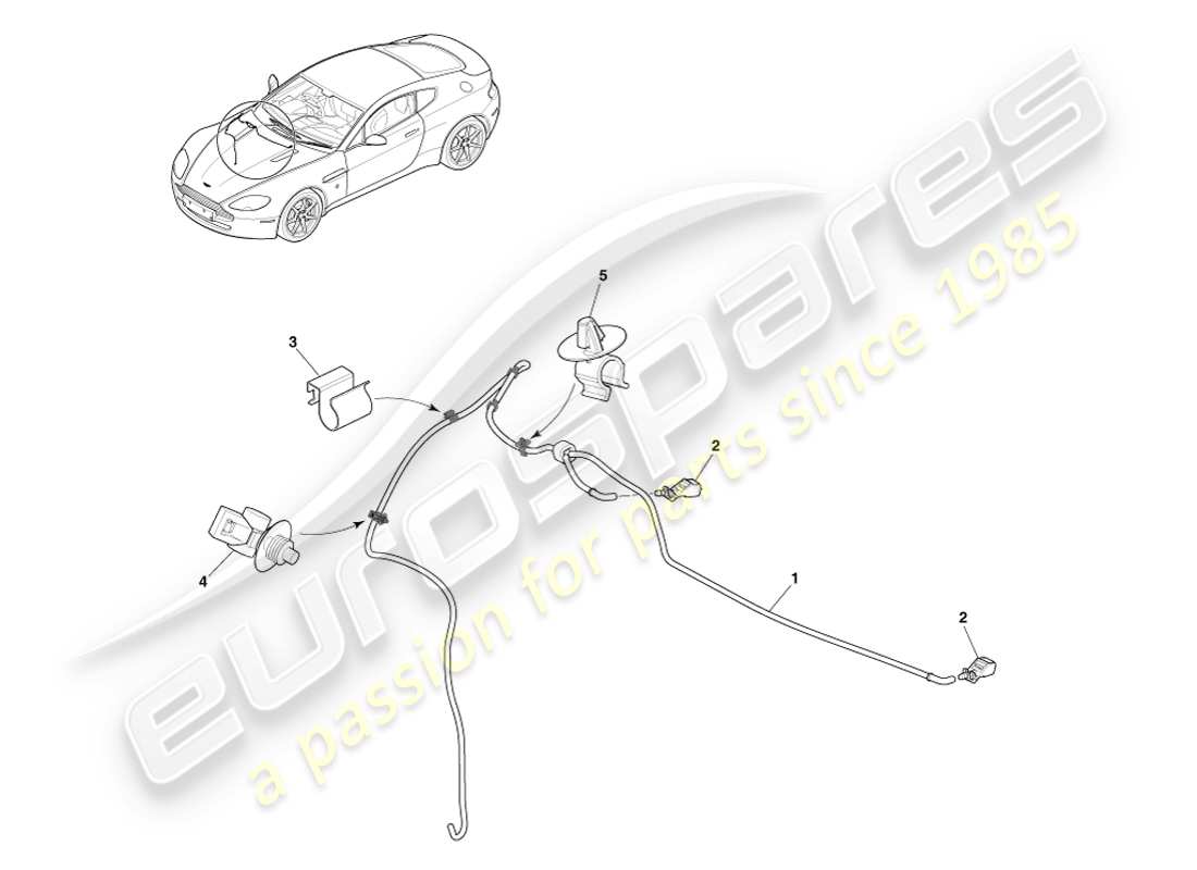 aston martin v8 vantage (2007) diagrama de piezas del lavaparabrisas