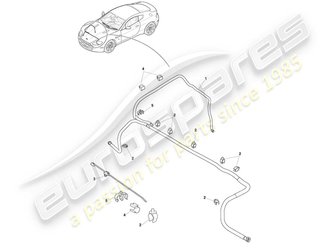 aston martin v8 vantage (2005) diagrama de piezas de lavado de faros