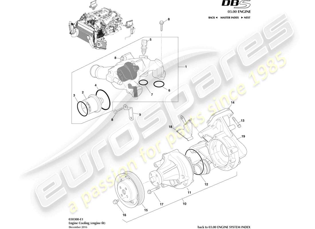 aston martin dbs (2013) diagrama de piezas de refrigeración del motor