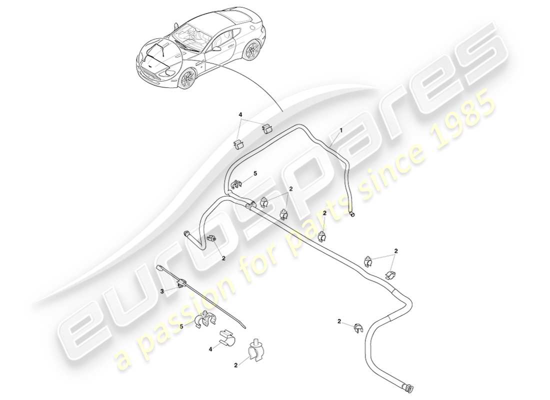 aston martin v8 vantage (2007) diagrama de piezas de lavado de faros