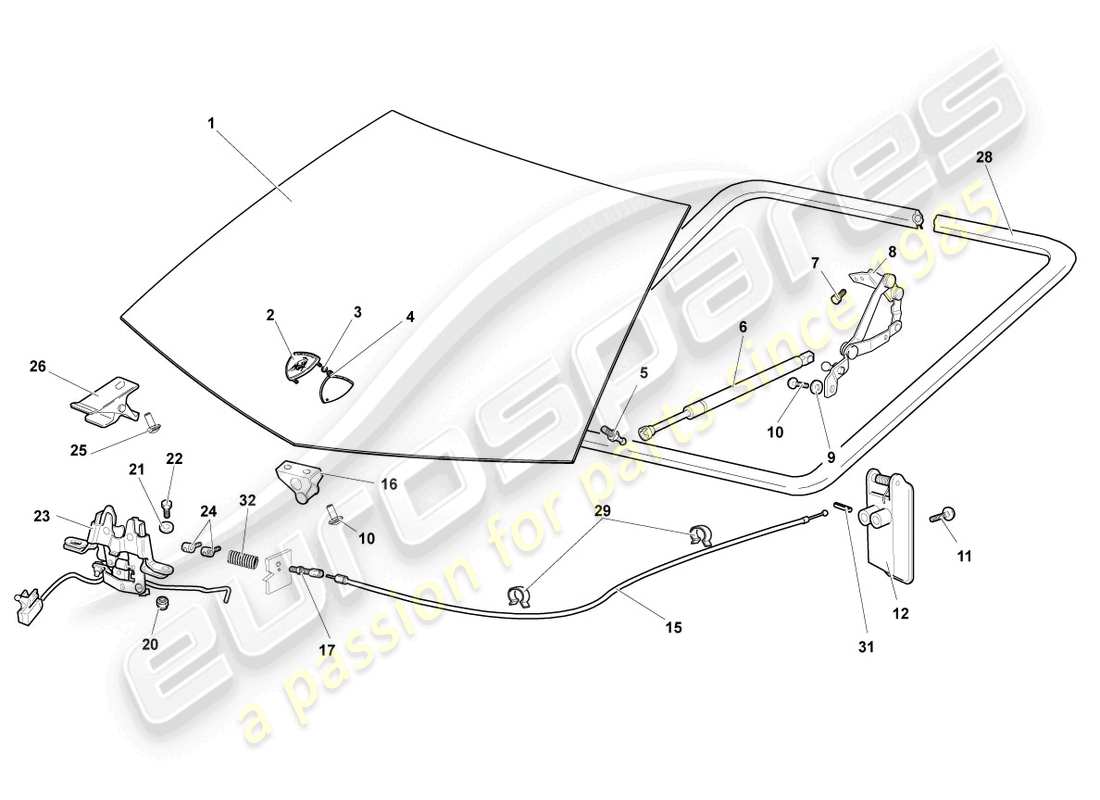 lamborghini reventon diagrama de piezas del capó