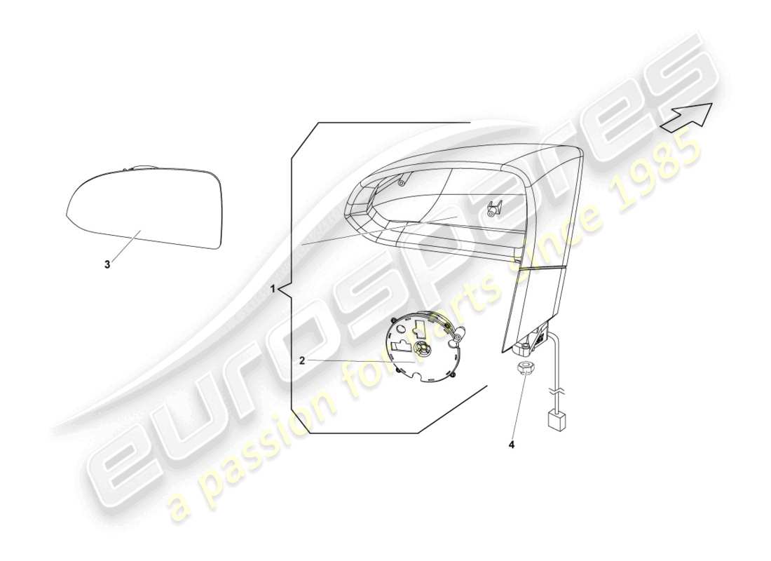 lamborghini gallardo spyder (2006) espejo exterior diagrama de piezas