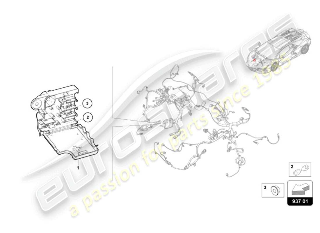 lamborghini revuelto coupe (2024) electricidad central diagrama de piezas