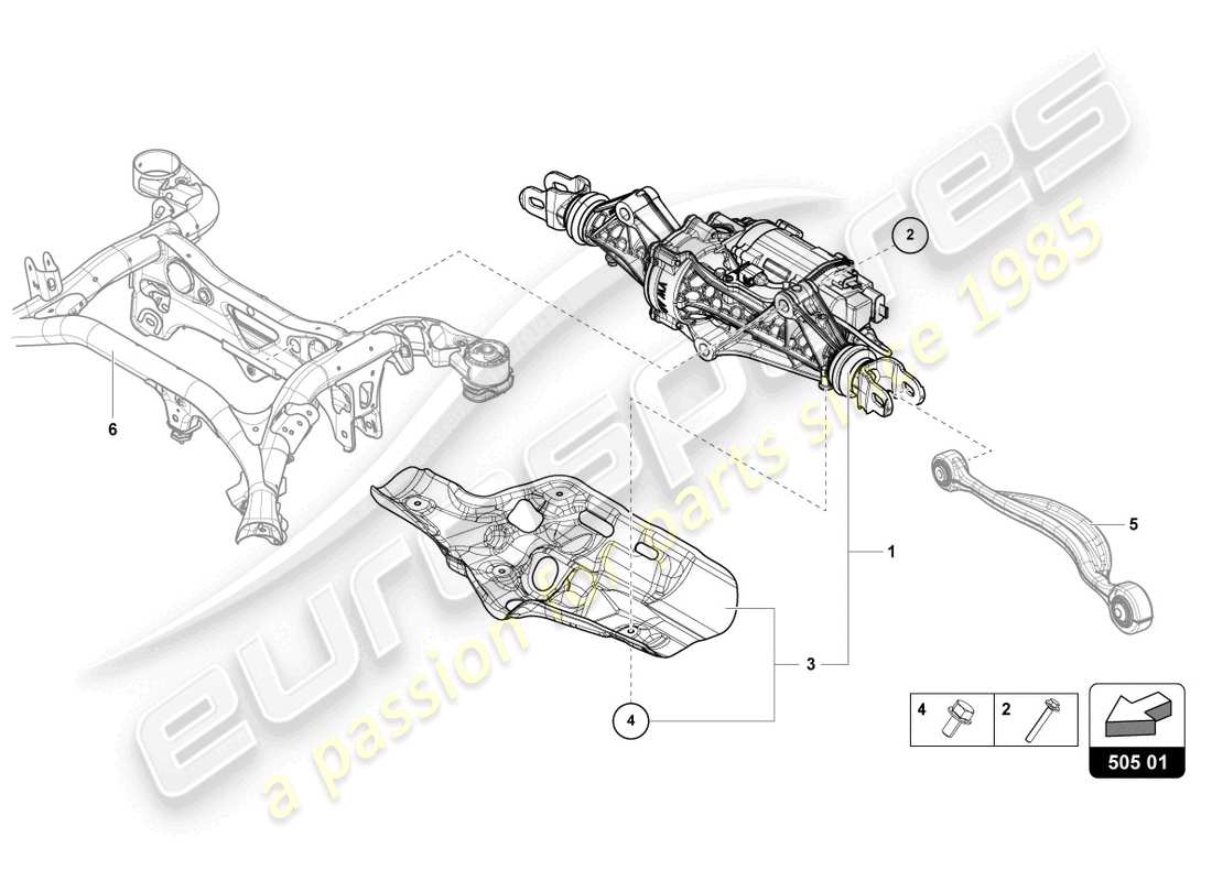 lamborghini urus s (2024) diagrama de piezas del mecanismo de dirección