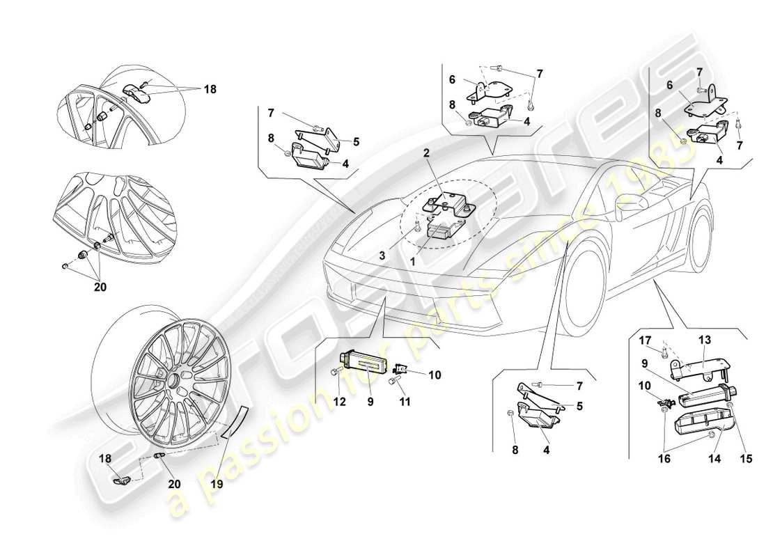 lamborghini blancpain sts (2013) unidad de control para control de presión de neumáticos diagrama de piezas