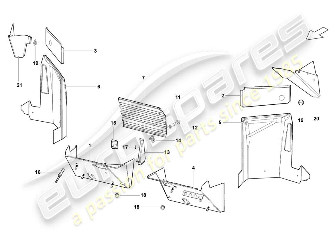 lamborghini blancpain sts (2013) parte delantera de la carrocería esquema de piezas