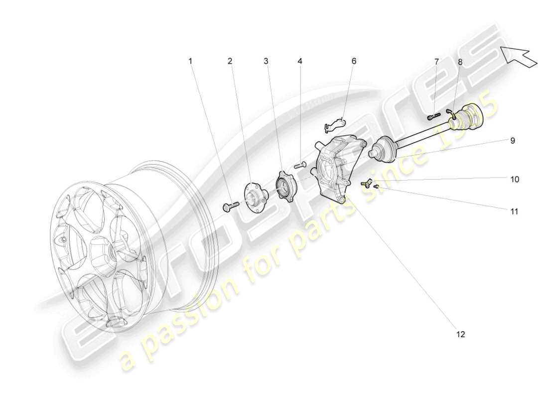lamborghini gallardo coupe (2004) diagrama de pieza del eje de transmisión trasero