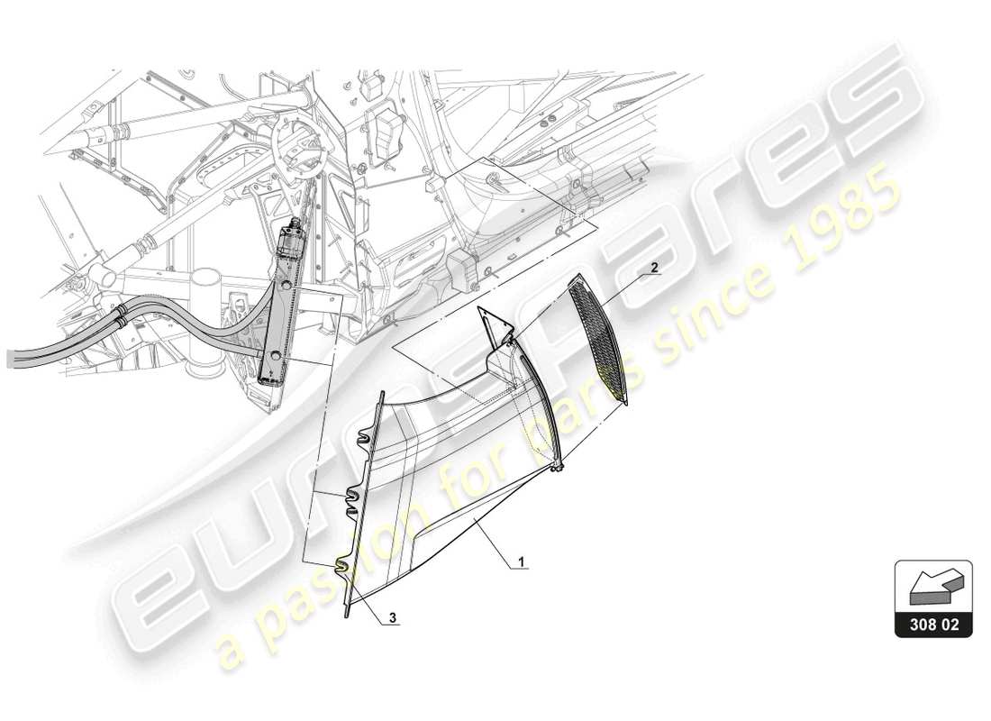 lamborghini gt3 evo (2018) enfriamiento del aceite de la caja de cambios diagrama de piezas