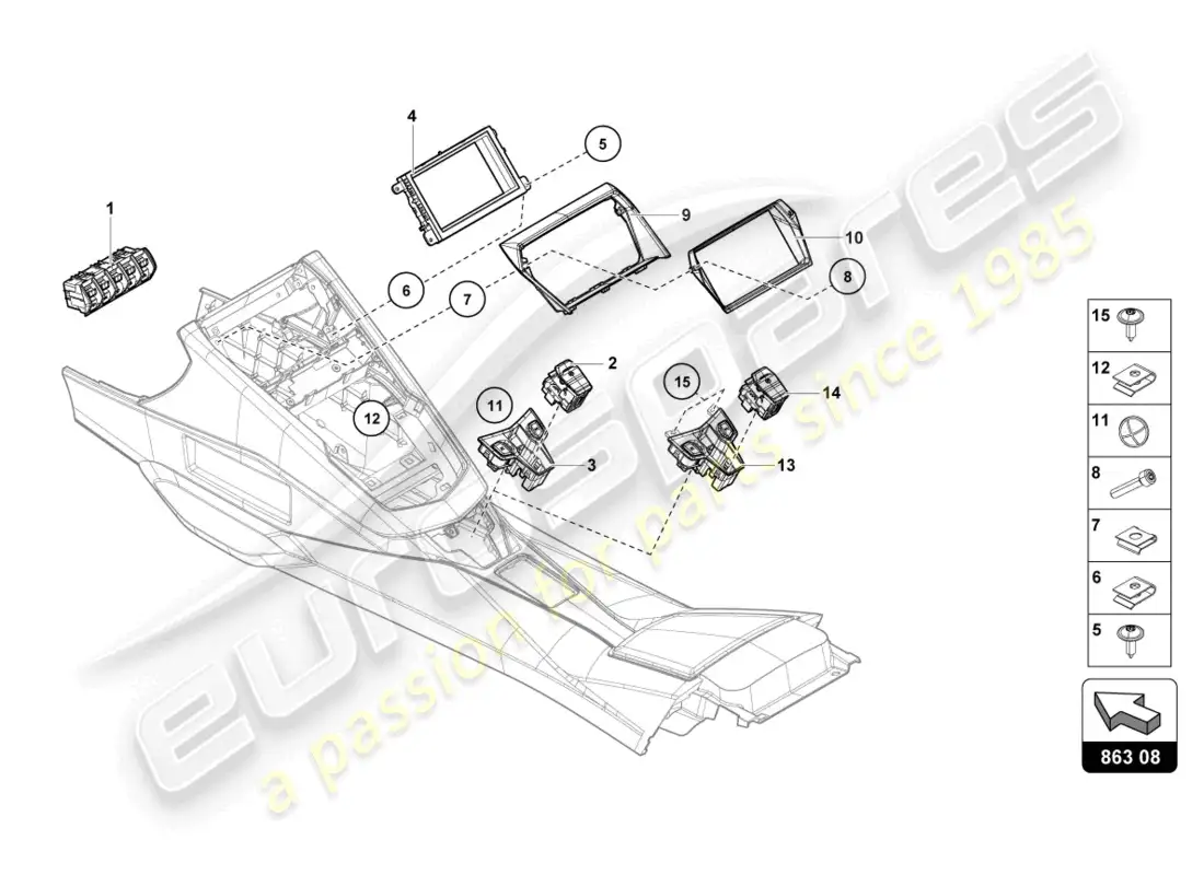 lamborghini lp700-4 roadster (2017) unidad de interruptor diagrama de piezas