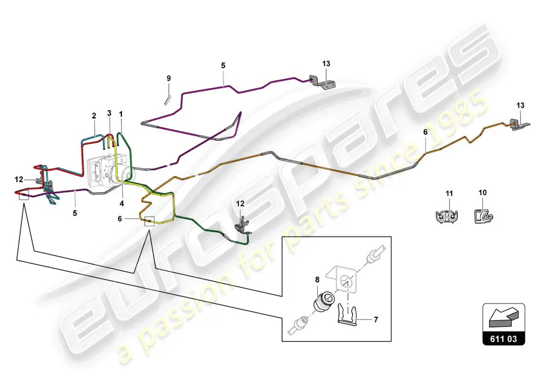 lamborghini lp700-4 roadster (2017) servofreno, tubos y sistema de vacío diagrama de piezas