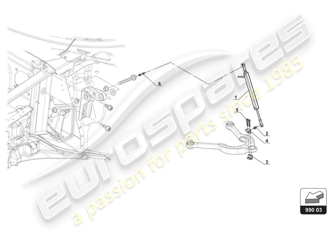 lamborghini gt3 (2017) potenciómetro del amortiguador delantero diagrama de piezas