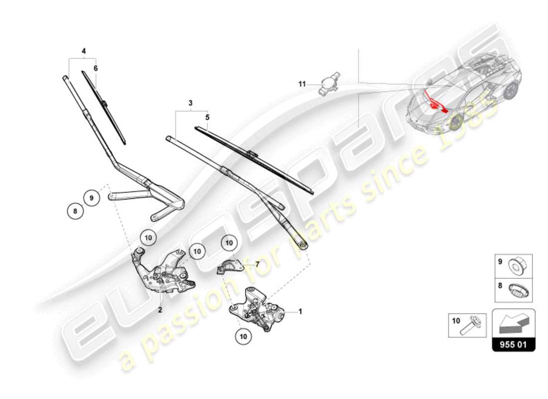 lamborghini revuelto coupe (2024) limpiaparabrisas diagrama de piezas