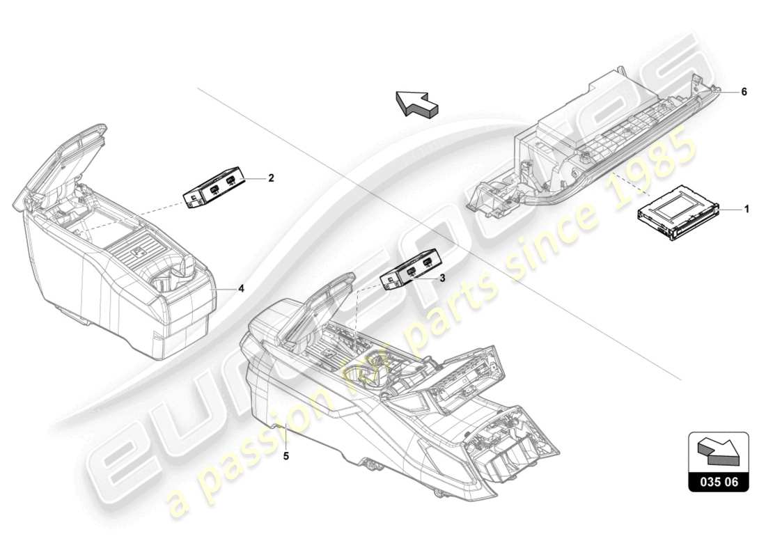 lamborghini urus s (2023) conexión para fuentes de audio externas esquema de piezas