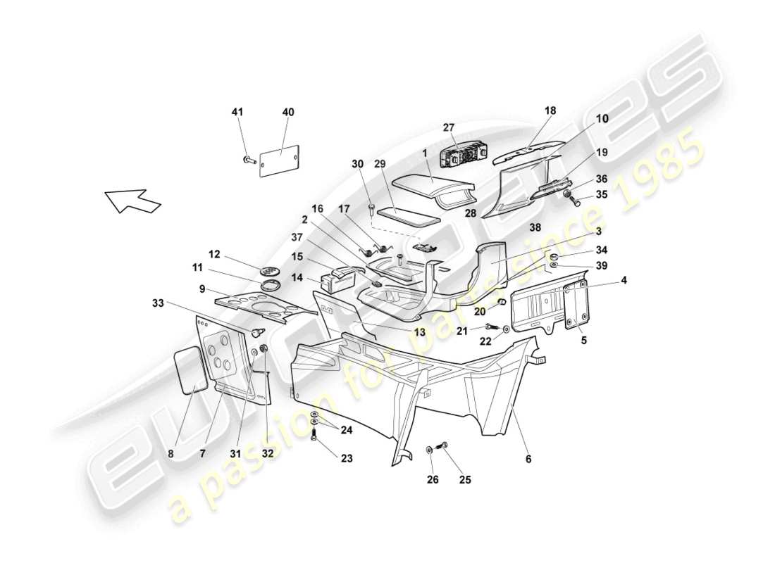 lamborghini reventon diagrama de piezas de la consola central