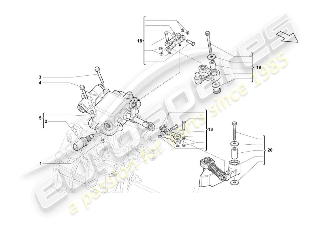 lamborghini blancpain sts (2013) diagrama de pieza exterior del mecanismo selector