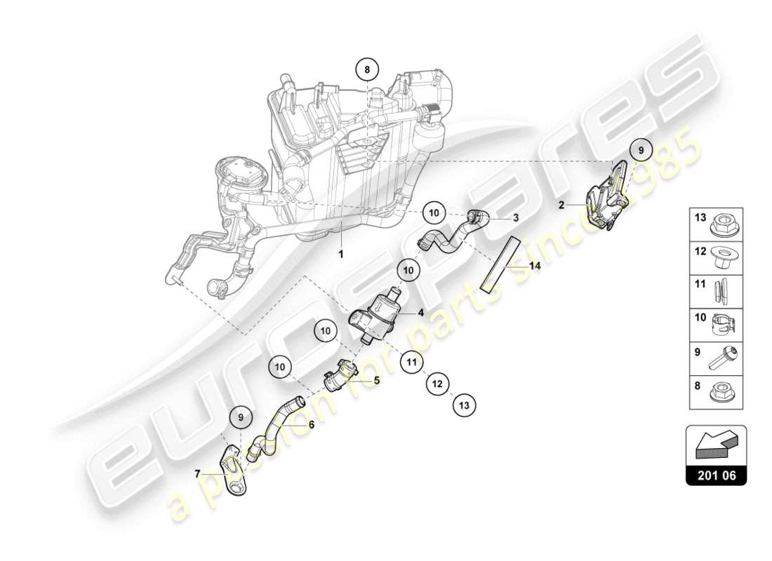 lamborghini evo coupe 2wd (2021) diagrama de piezas del recipiente de carbón activado