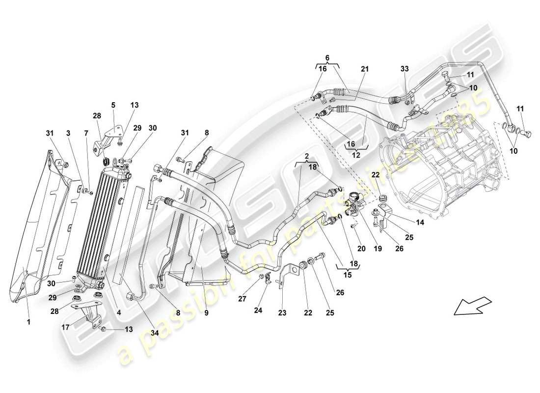 lamborghini lp550-2 spyder (2011) diagrama de piezas del enfriador de aceite