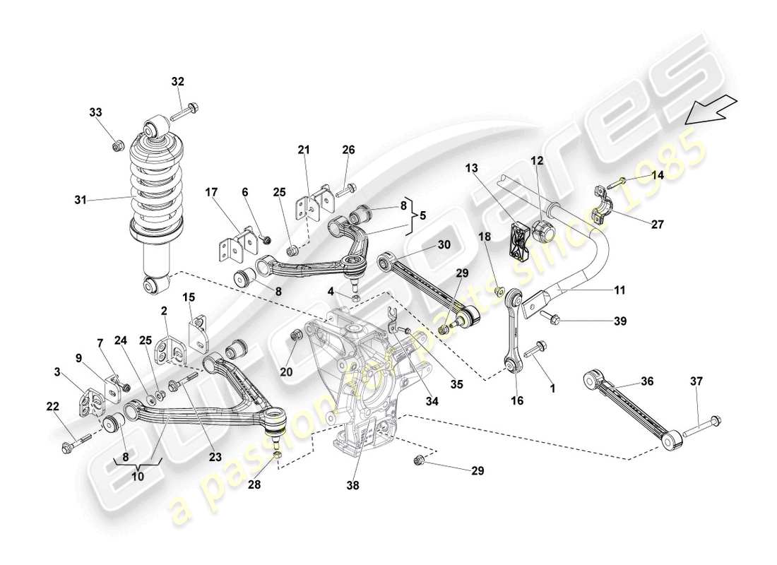 lamborghini lp550-2 coupe (2013) diagrama de piezas del obús trasero