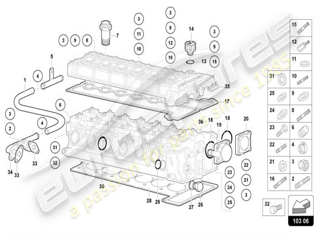 lamborghini diablo vt (1996) accesorios para cabeza izquierda diagrama de piezas