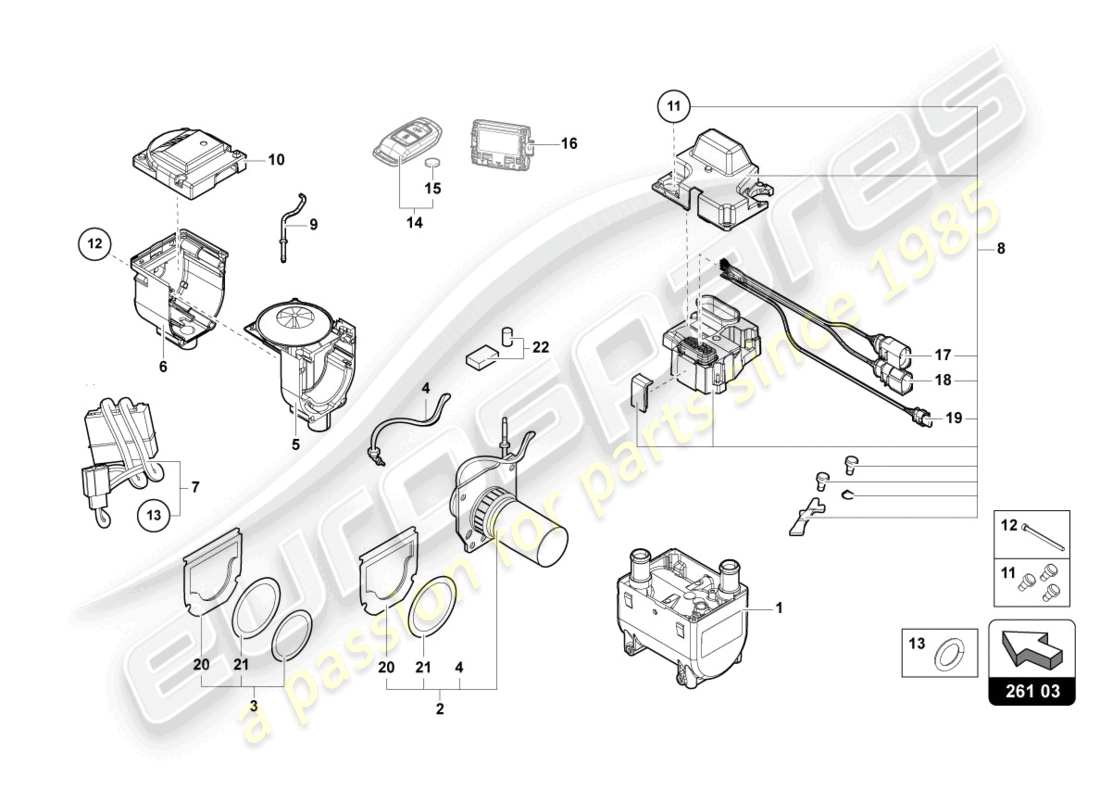 lamborghini urus (2020) calentador auxiliar para circuito de refrigerante diagrama de piezas
