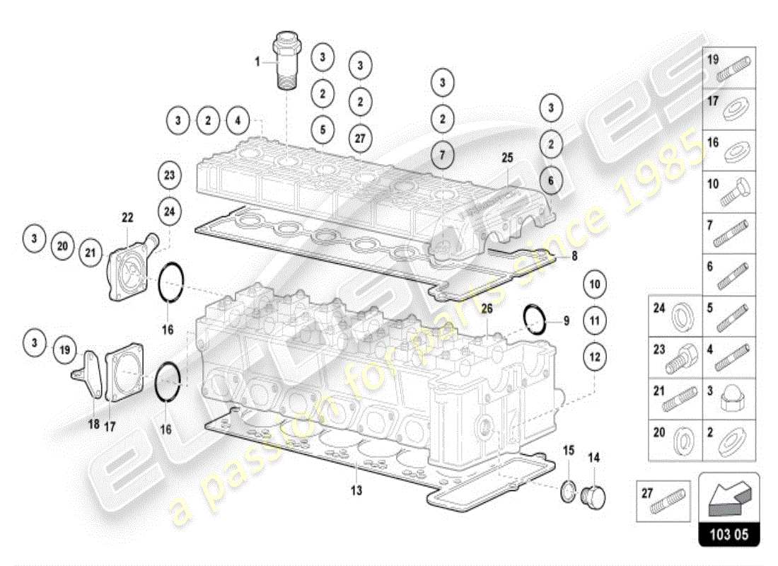 lamborghini diablo vt (1995) accesorios para cabeza derecha diagrama de piezas