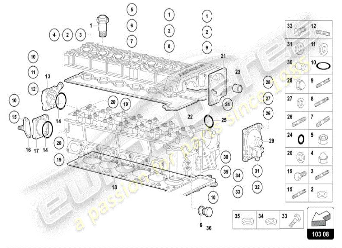 lamborghini diablo vt (1999) accesorios para cabeza derecha diagrama de piezas
