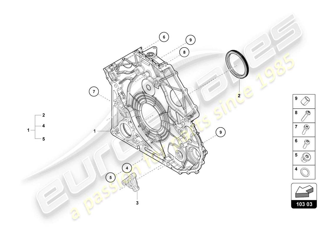 lamborghini evo spyder (2021) cubierta para caja de distribución diagrama de piezas