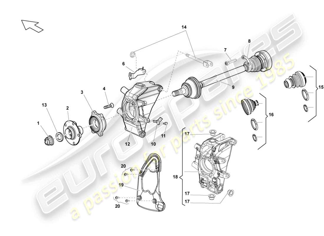 lamborghini lp550-2 coupe (2013) diagrama de pieza del eje de transmisión trasero