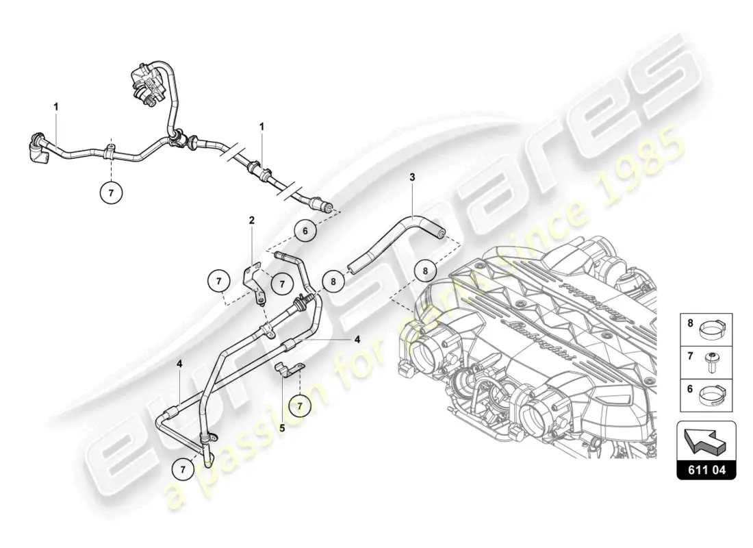 lamborghini lp700-4 roadster (2017) mangueras de vacío diagrama de piezas