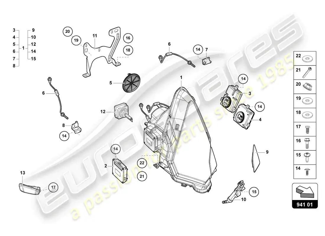 lamborghini lp700-4 roadster (2015) faros diagrama de piezas