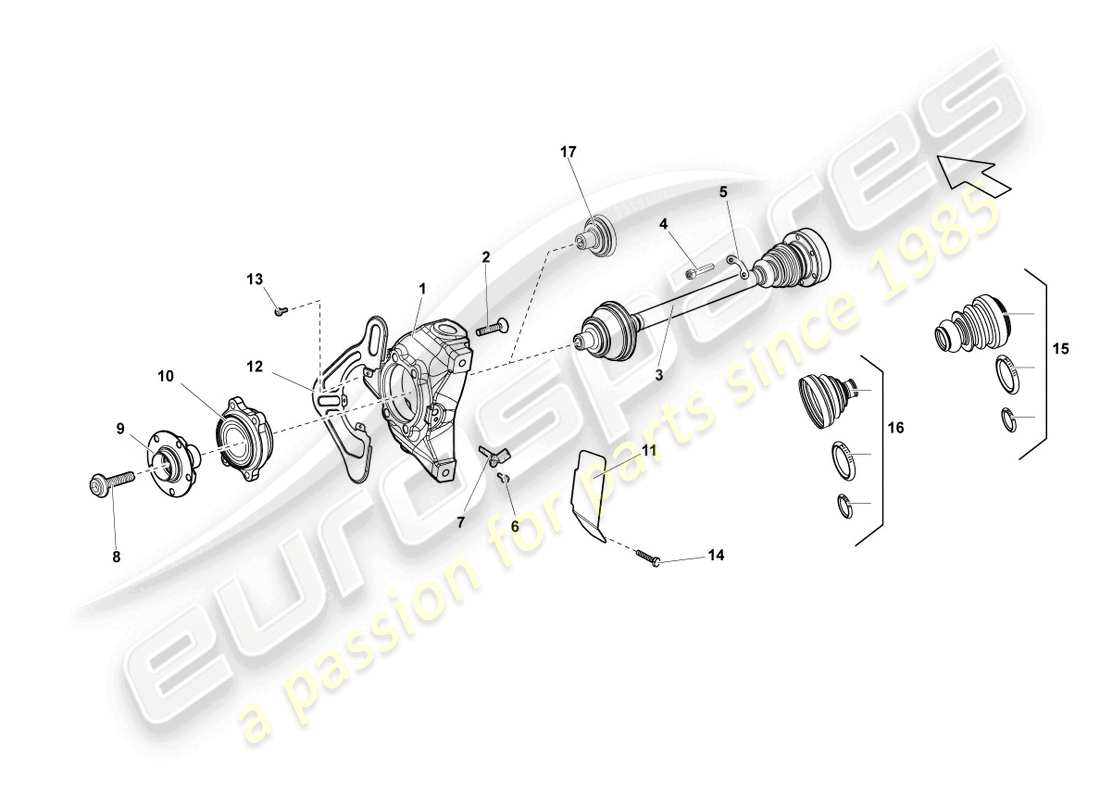 lamborghini lp550-2 coupe (2013) diagrama de pieza delantero del eje de transmisión