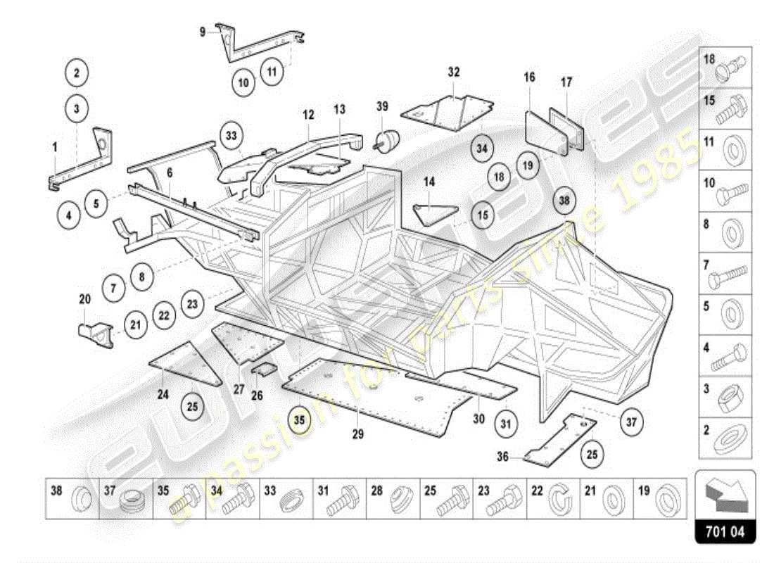lamborghini diablo vt (1996) marco de adorno parte delantera diagrama de piezas