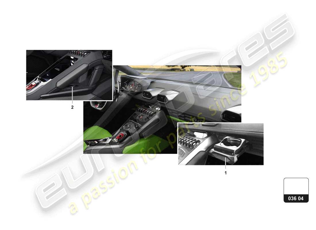 lamborghini huracan sto (accessories) diagrama de piezas del soporte para bebidas