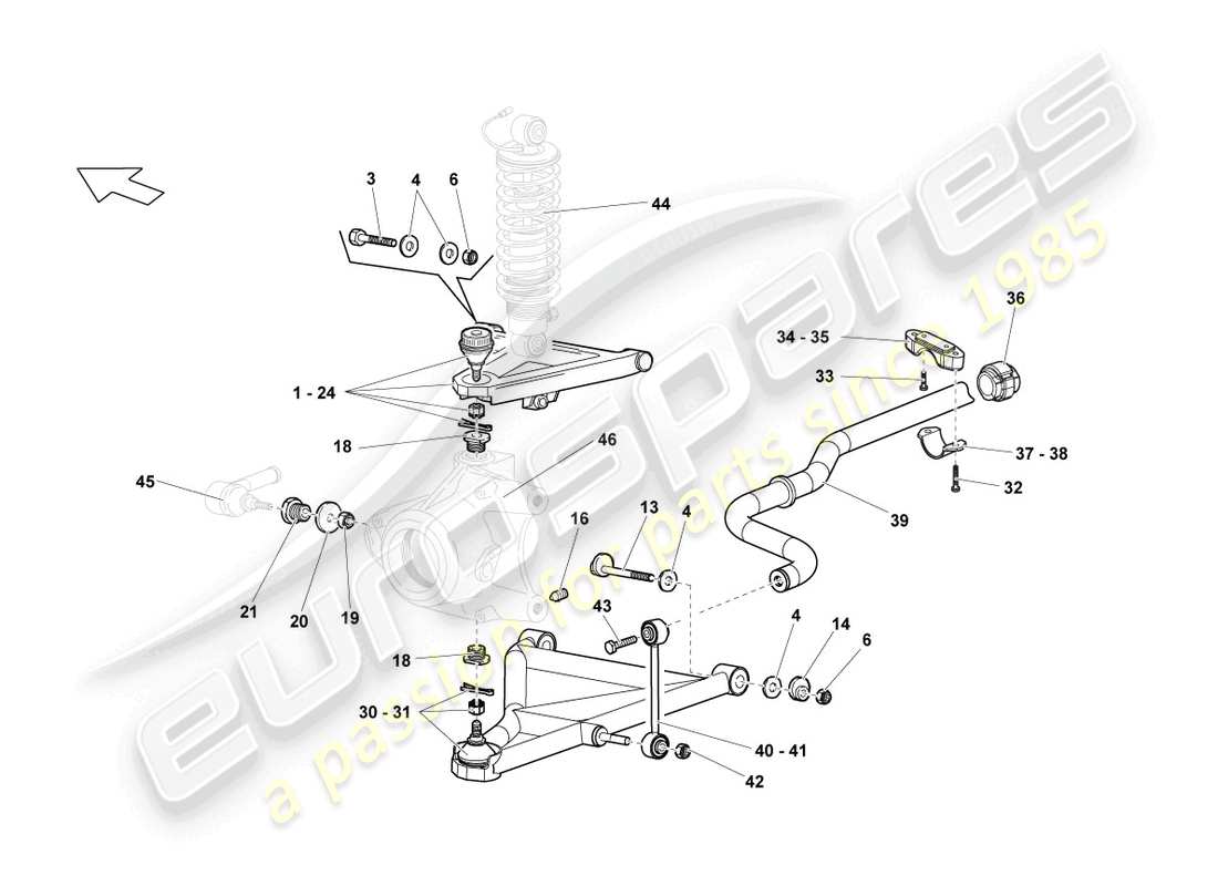 lamborghini lp640 coupe (2009) diagrama de piezas del wishbone