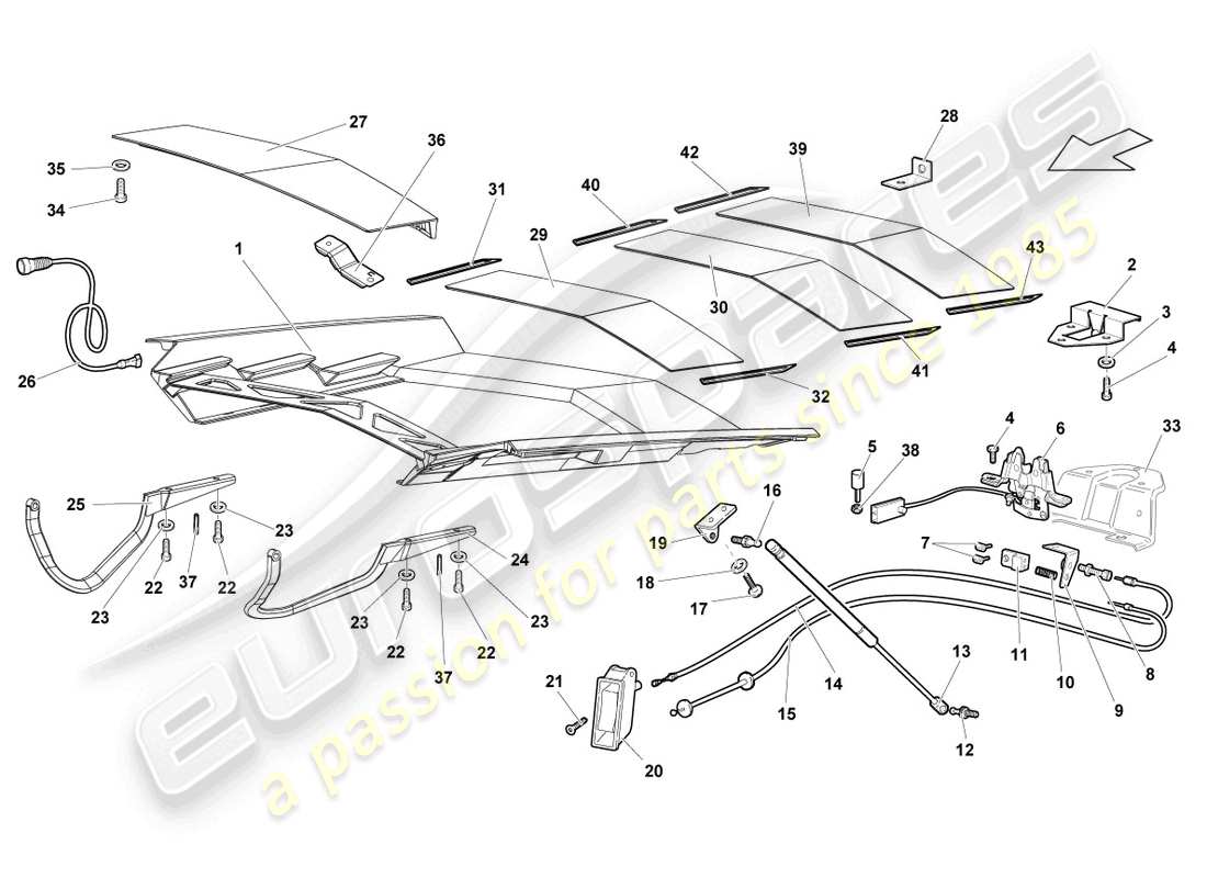 lamborghini reventon tapa para tapa de motor transparente esquema de piezas