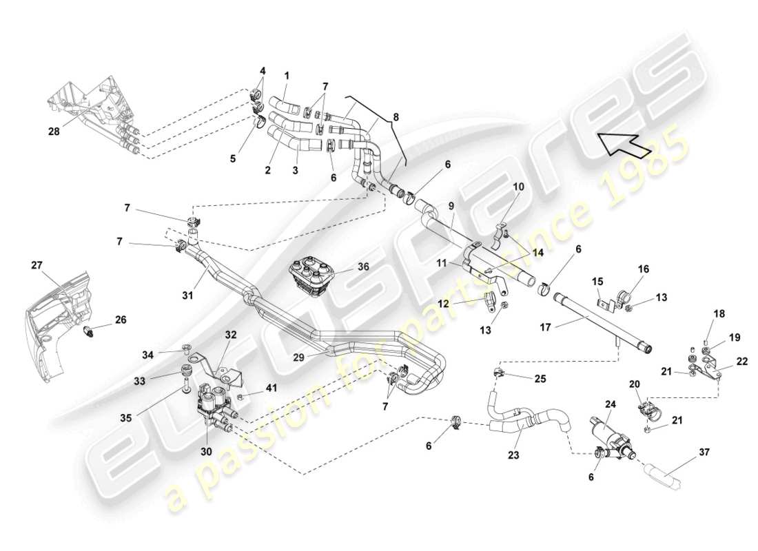 lamborghini lp550-2 coupe (2013) mangueras y tubos de refrigerante diagrama de piezas