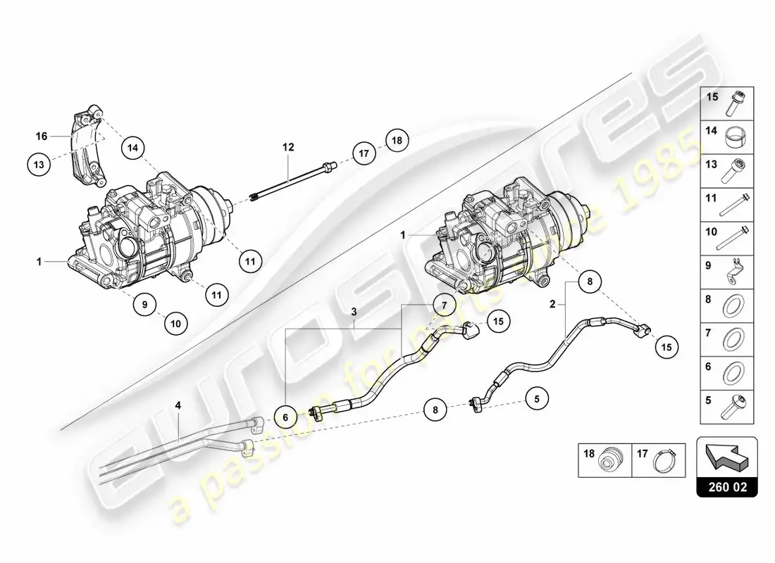lamborghini lp600-4 zhong coupe (2015) compresor de a/c diagrama de piezas