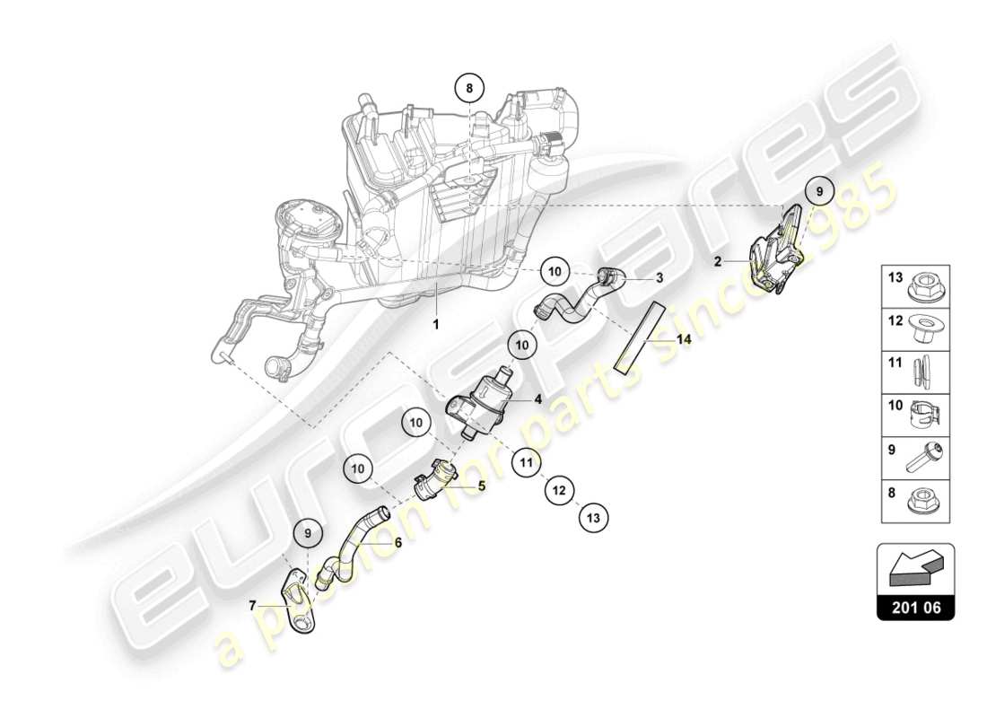 lamborghini tecnica (2023) diagrama de piezas del recipiente de carbón activado