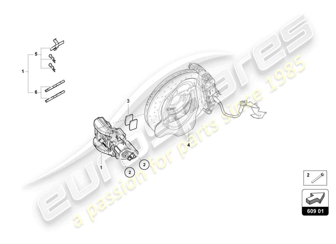 lamborghini evo coupe (2023) diagrama de piezas del freno de estacionamiento