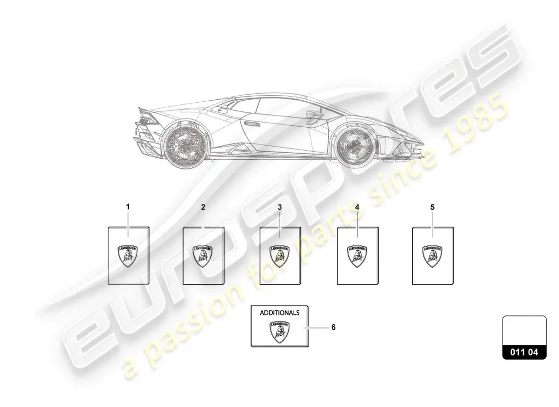 lamborghini evo spyder 2wd (2020) billetera para vehículo diagrama de piezas