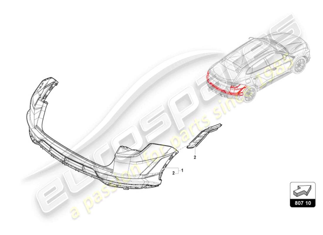 lamborghini urus performante (2024) parachoques completo diagrama de pieza