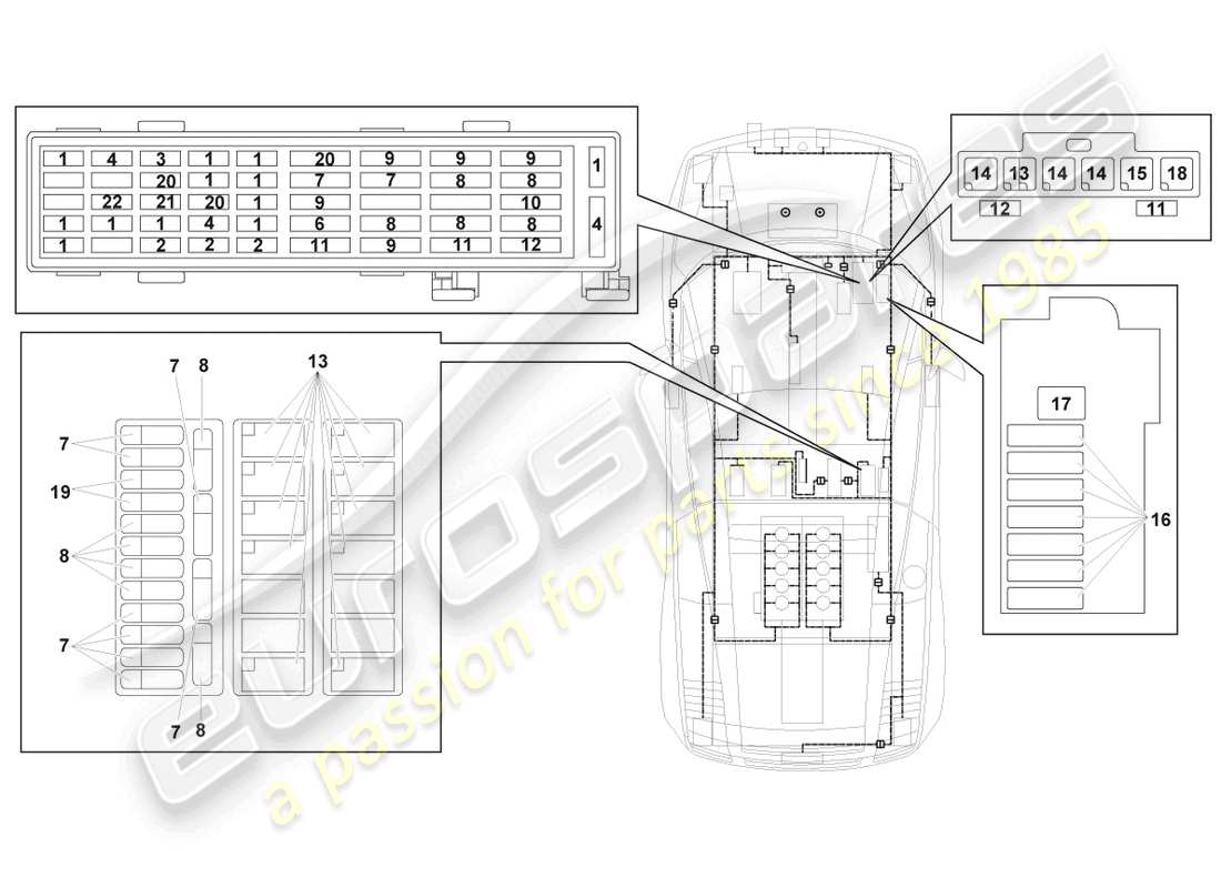 lamborghini superleggera (2008) electricidad central diagrama de piezas