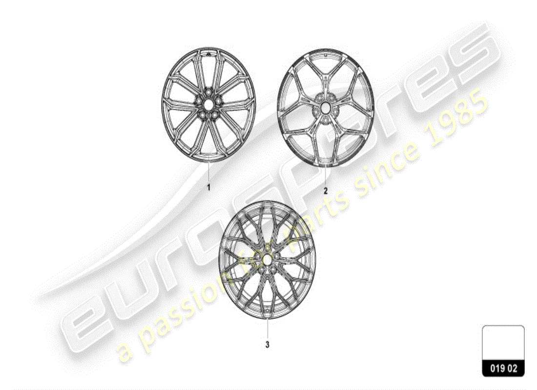 lamborghini revuelto coupe (accessories) llanta de aluminio diagrama de piezas