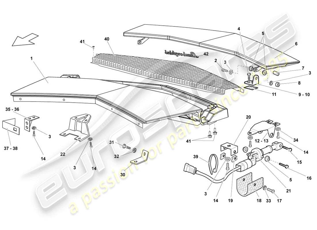 lamborghini reventon solapa para cubierta de motor diagrama de piezas