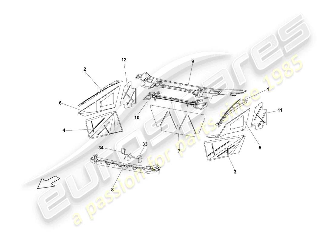 lamborghini reventon marco delantero diagrama de piezas