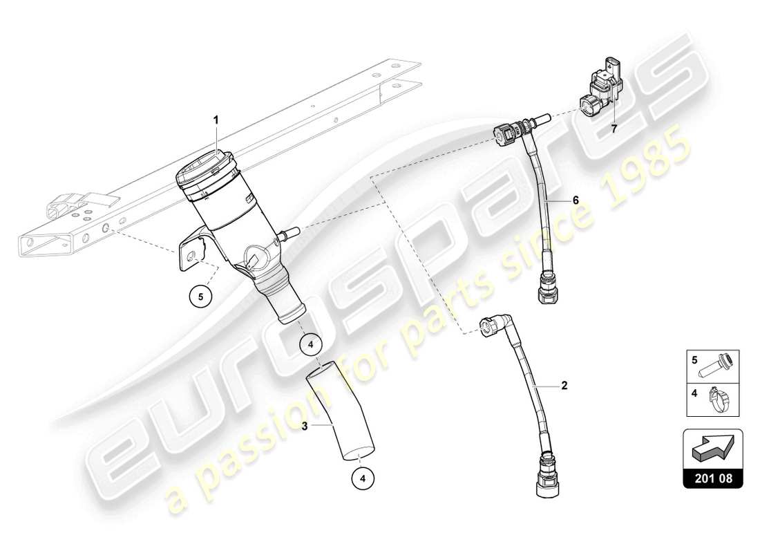 lamborghini 2023 (evo coupe 2wd) diagrama de piezas del cuello de llenado de combustible