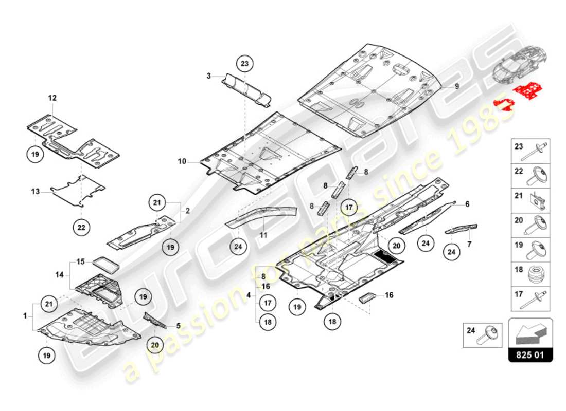 lamborghini revuelto coupe (2024) adorno de bajos diagrama de piezas
