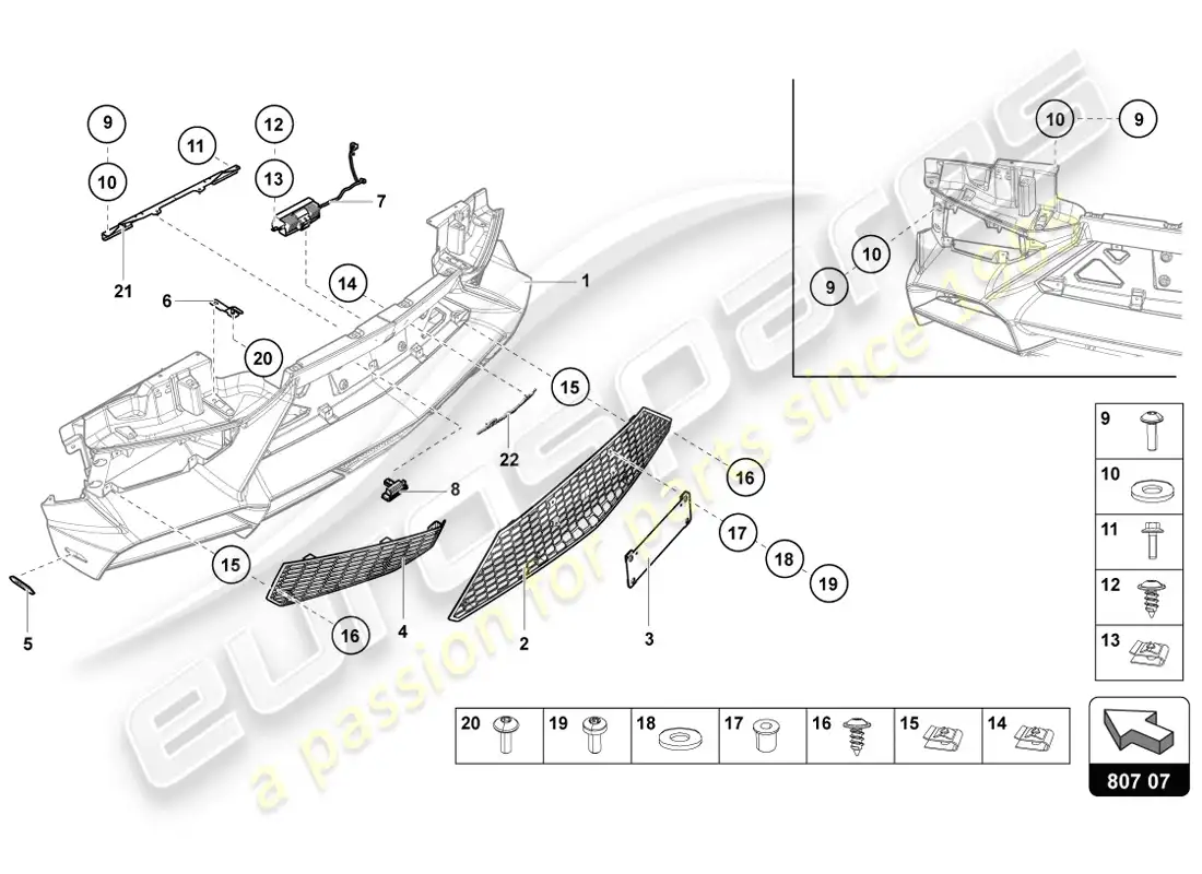 lamborghini lp720-4 coupe 50 (2014) diagrama de piezas del parachoques