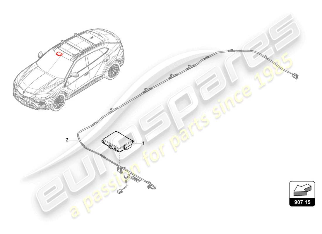 lamborghini urus (2020) unidad de control para mandos del techo corredizo eléctrico esquema de piezas
