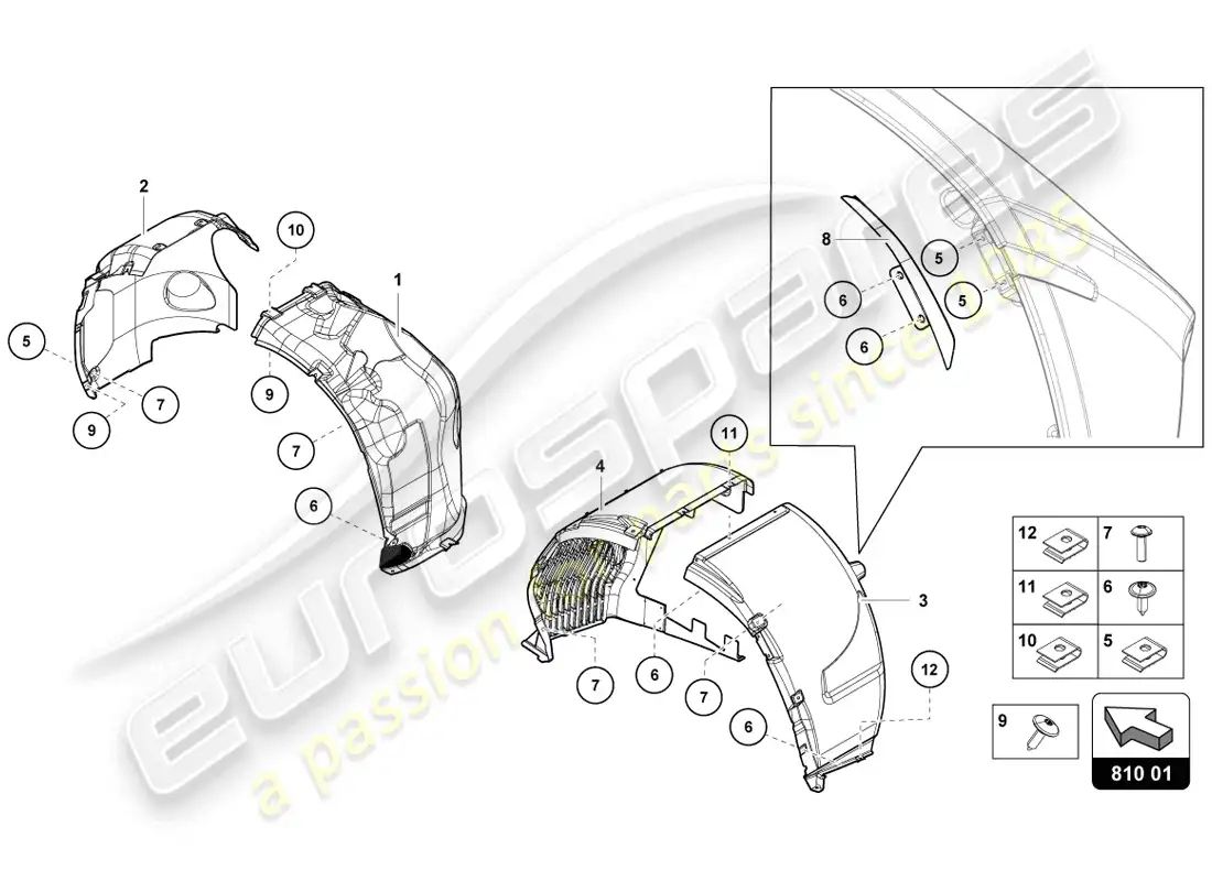lamborghini lp720-4 coupe 50 (2014) diagrama de piezas de la caja de la rueda